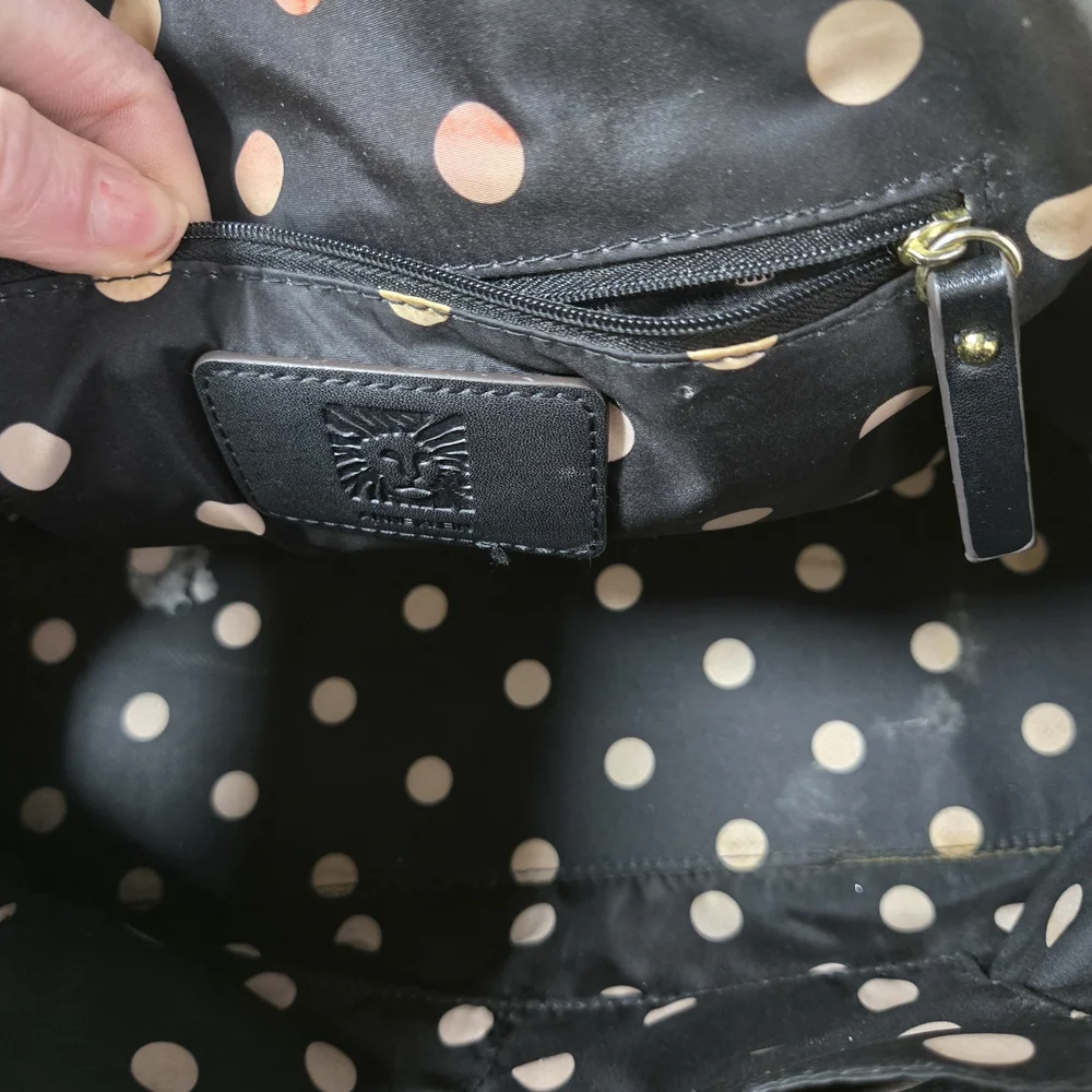 Anne Klein Cream and Black Snakeskin Satchel